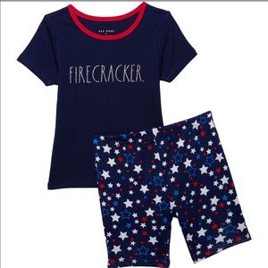 Rae Dunn Girls Firecracker Patriotic Pajama set